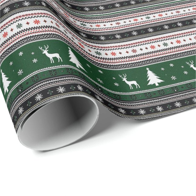 Papel De Presente Fair Isle Holiday Knit (Ponta do rolo)