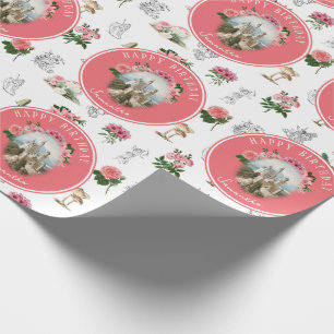 Papel De Presente Fairies Pink Floral Mushroom Fairy Castle Birthday