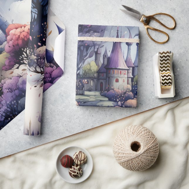 Papel De Presente Fairytala em Fairyland Azul Escuro Roxo e Verde (Artesanato)