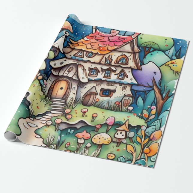 Papel De Presente Fairytale no papel de enrolação da feira (Desenrolado)