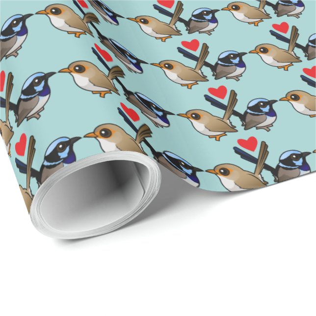 Papel De Presente Fairywrens no Amor (Ponta do rolo)