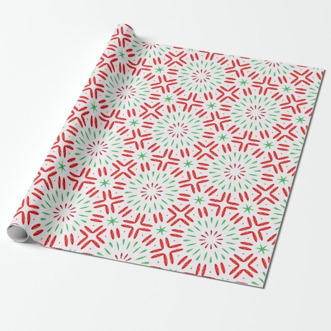 Papel De Presente Faisão de Natal Vermelho e Verde (Desenrolado)