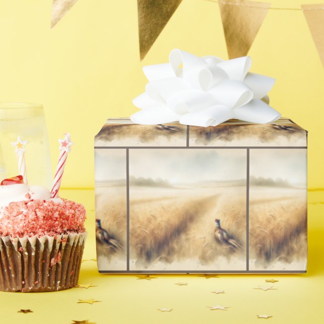 Papel De Presente Faisão de outono em campo de trigo (Festa de aniversário)