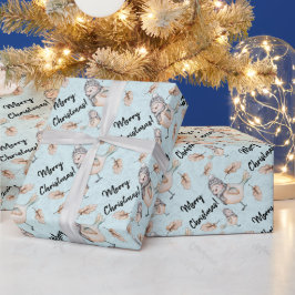 Papel De Presente Faísca Da Neve De Inverno Com Aquarela Azul