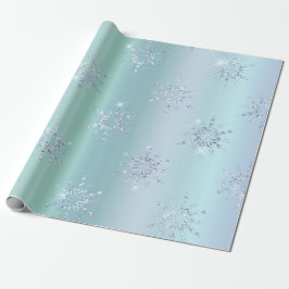 Papel De Presente Faísca de Neve Azul de Natal