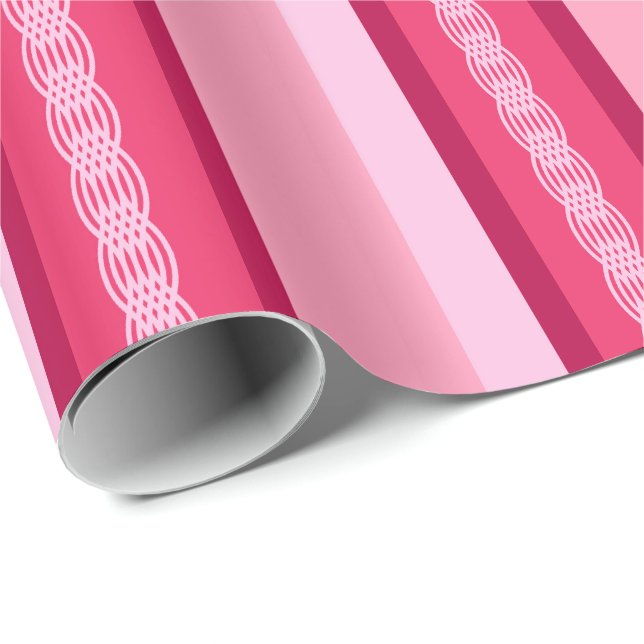 Papel De Presente Faixa de atração do século médio - rosa e vinho (Ponta do rolo)