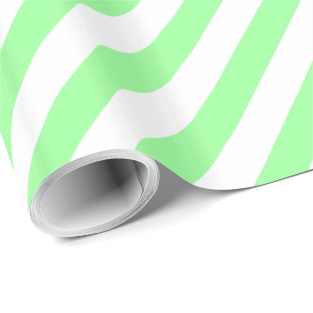 Papel De Presente Faixa Diagonal Verde da Mint (Ponta do rolo)