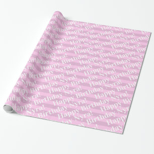 Papel De Presente Faixa Rosa de Aniversário Personalizada com Nome