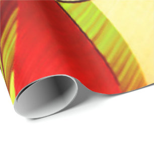 Papel De Presente faixas amarelas sobre fundo vermelho