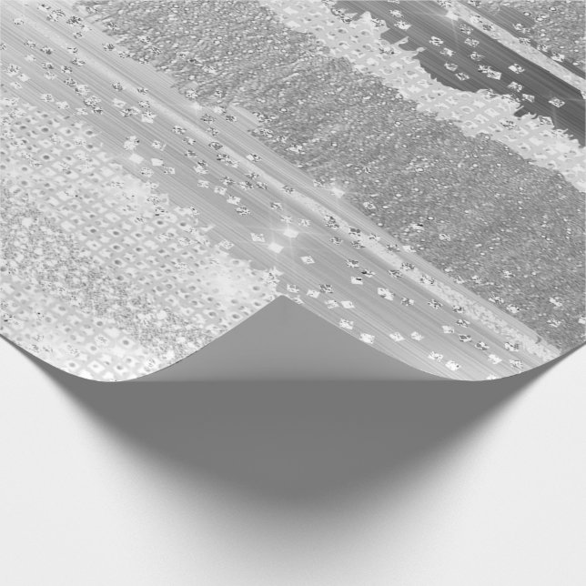 PAPEL DE PRESENTE FAIXAS DE CINZA DE PRATA DE MADEIRA DE CASAMENTO F (Ponta)