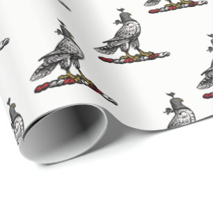 Papel De Presente Falcão de Caça Heráldico Usando Capuz de Capacete 