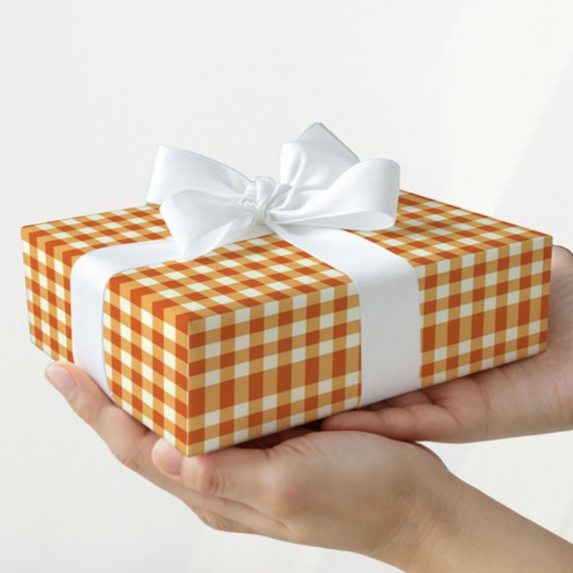 Papel De Presente Fall Autumn Gingham Gift Wrapping Paper (Criador carregado)