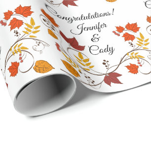 Papel De Presente Fall Deixa Personalizar Nomes Gift Wrappi