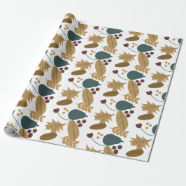 Papel De Presente Fall Pear Floral Greenery Wrapping Paper
