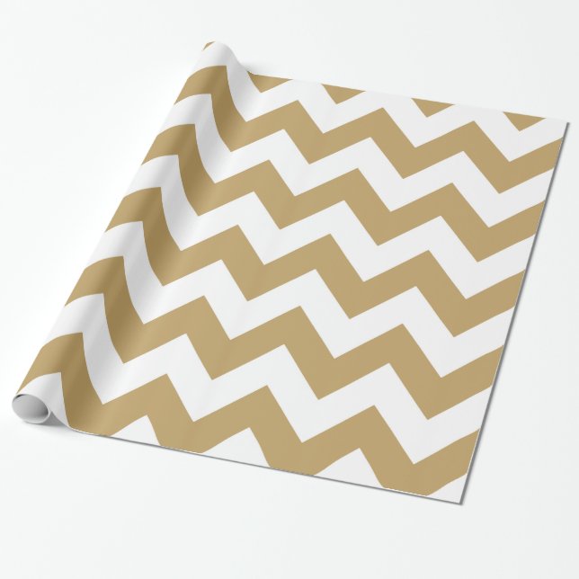 Papel De Presente Fallow Mocha Neutro Chevron (Desenrolado)