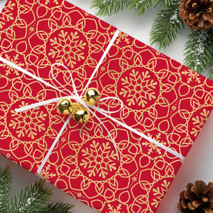 Papel De Presente Falso Vermelho Dourado Falso Falso Natal Elegante