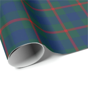 Papel De Presente Família Agnew Tartan Green e Xadrez azul