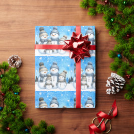 Papel De Presente Família bonitinha de neve na neve