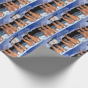 Papel De Presente Família Coelho Assistindo Papais noeis Lua Azul En