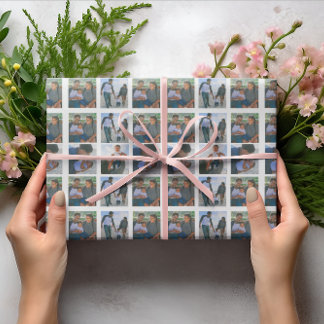 Papel De Presente Família de Colagem de Fotografias Personalizar Est