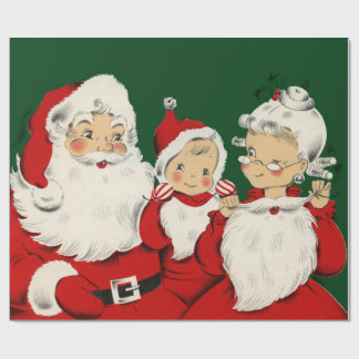 Papel De Presente Família de Papai Noel Retro Meados do Século – Kit