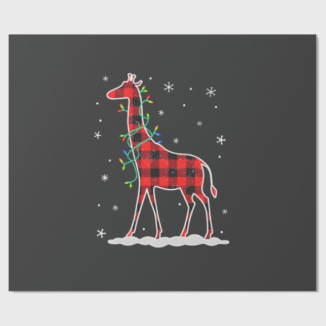 Papel De Presente Família de Xadrez de Búfalo Girafa de Natal Combin (Aberto)