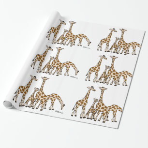 Papel De Presente Família do girafa em Brown e no papel de