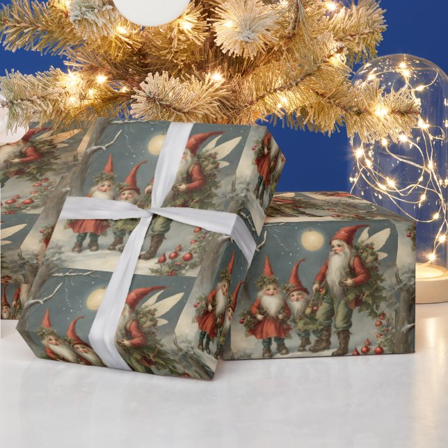 Papel De Presente Família Fairy Tale Christmas Gnomo, Floresta de in (Feriados)