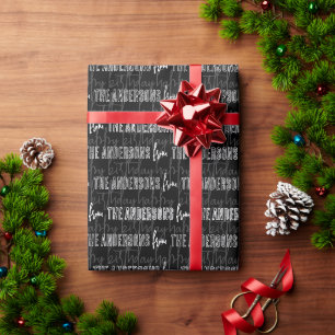 Papel De Presente Família Personalizada de Padrão de Tipografia Simp