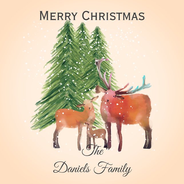 Papel De Presente Família personalizada de veados de Natal (Criador carregado)