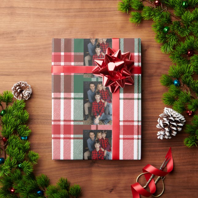 Papel De Presente Familiar Foto de Natal Plaid (Presente de Natal)