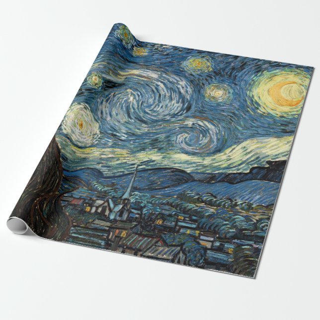 Papel De Presente Famosa arte, noite estelar, Van Gogh (Desenrolado)