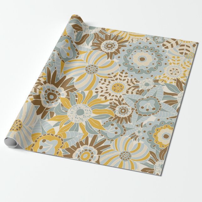 Papel De Presente Fancy Bold Flowers (Desenrolado)