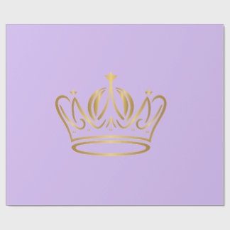 Papel De Presente fancy golden crown iconed purple gift 