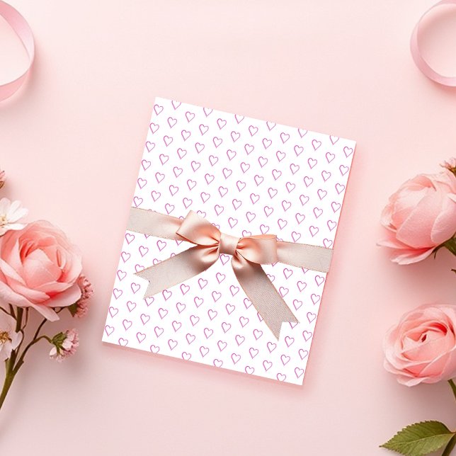 Papel De Presente Fandango Rosa Coração de São Valentim Roxo Aquarel (Criador carregado)