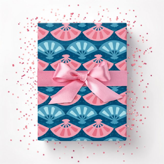 Papel De Presente Fanfarra em Rosa e Água-Marinha (Criador carregado)
