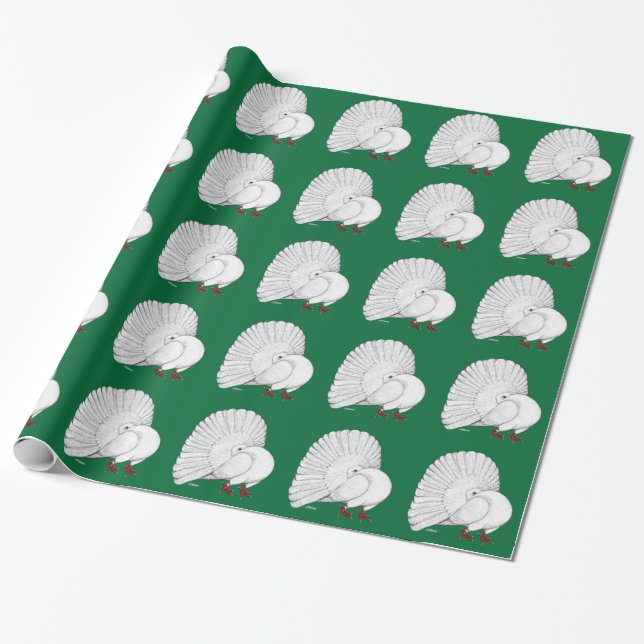 Papel De Presente Fantail Pigeon White (Desenrolado)
