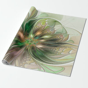 Papel De Presente Fantasia Abstrata Moderna Colorida Floral Fractal