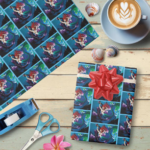 Papel De Presente Fantasia da Amizade do Dragão Roxo Sereia