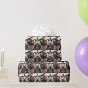 Papel De Presente Fantasia de Cão Bobo da Mardi Gras