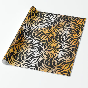 Papel De Presente Fantasia Exótica Impressão Animal Tigre e Zebra