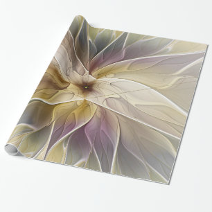 Papel De Presente Fantasia Floral, Dourada, Abstrato de Gato, Arte F