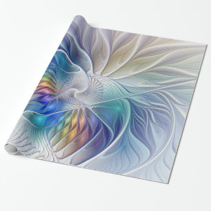 Papel De Presente Fantasia Floral, Flor Abstracta Colorida Fractal