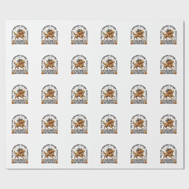 Papel De Presente Fantasias de Halloween Humano Retriever Dourado Ab (Aberto)