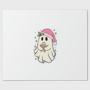 Papel De Presente Fantasma Assustador Segurando um Natal de Biscoito