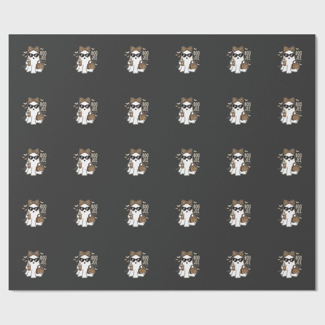 Papel De Presente Fantasma Bonito Boo Jee Design de Leopardo de Hall (Aberto)