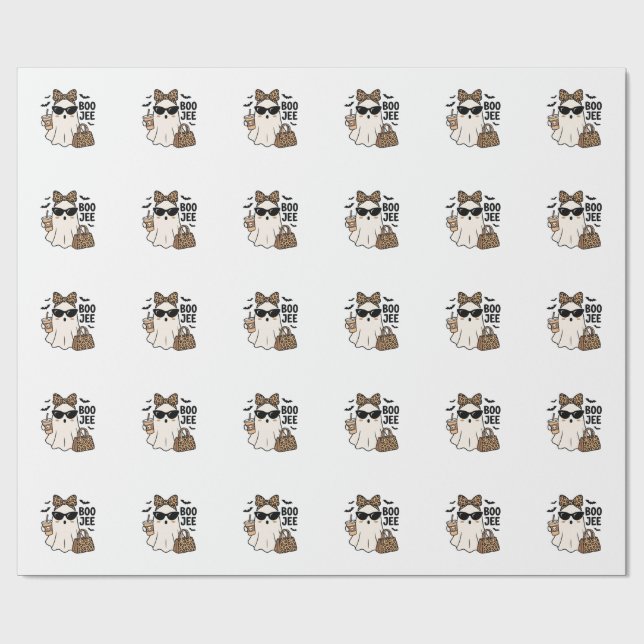 Papel De Presente Fantasma Boo Jee Halloween Arco de Leopardo Design (Aberto)