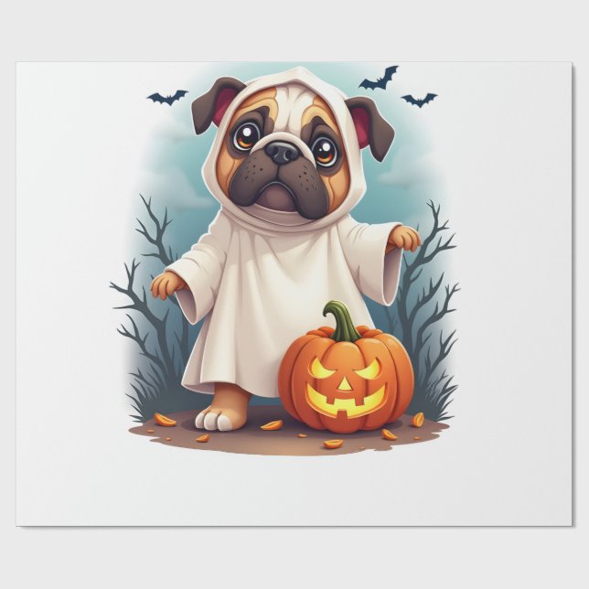 Papel De Presente Fantasma Bulldog Boo (Aberto)