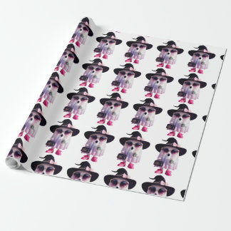 Papel De Presente Fantasma da Pequena Senhora das Halloween com café