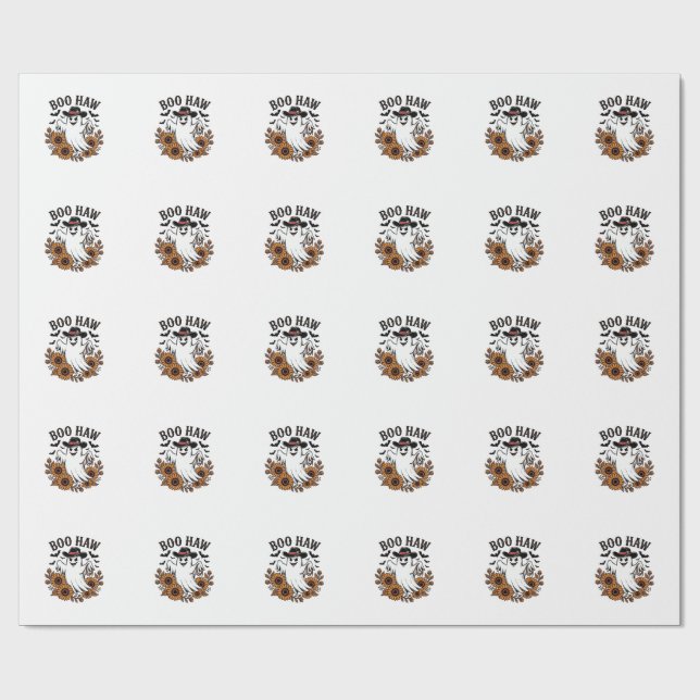 Papel De Presente Fantasma de Cowboy de Girassóis de Morcegos do Dia (Aberto)